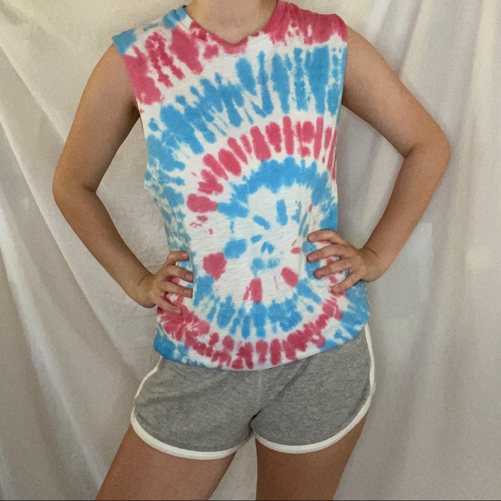 NWT America Red White & Blue Tye Dye Muscle Tank
